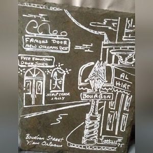 George B Luttrell II " Bourbon Street" on slate original signed art wall decor